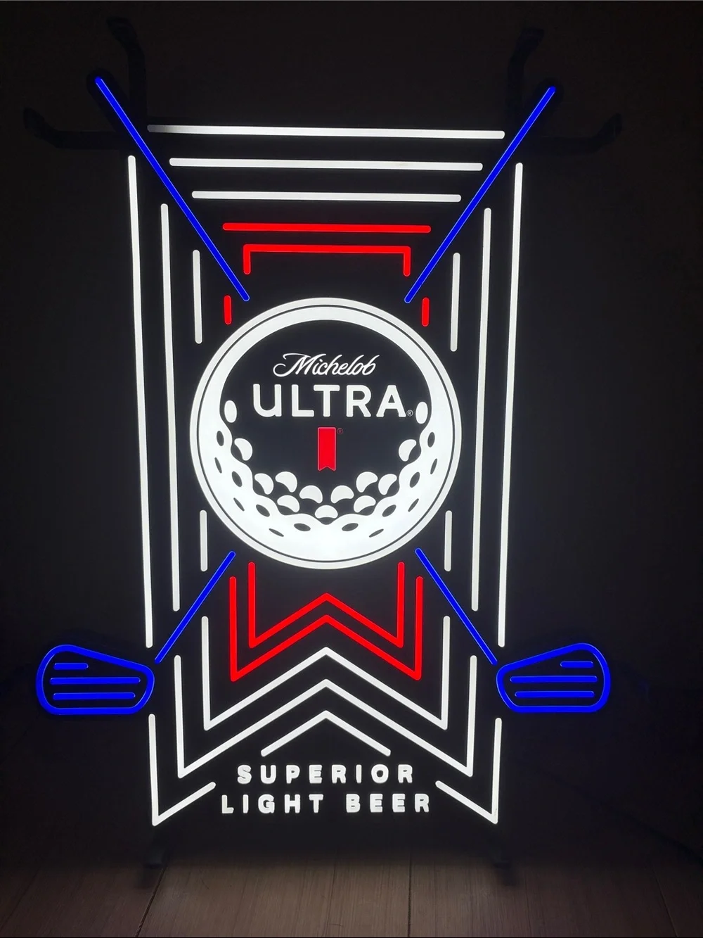 Michelob Ultra Neon Golf Sign - Black, White, Blue, Red